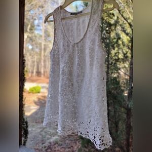 Daniel Rainn Ivory Floral Lace Tank Top